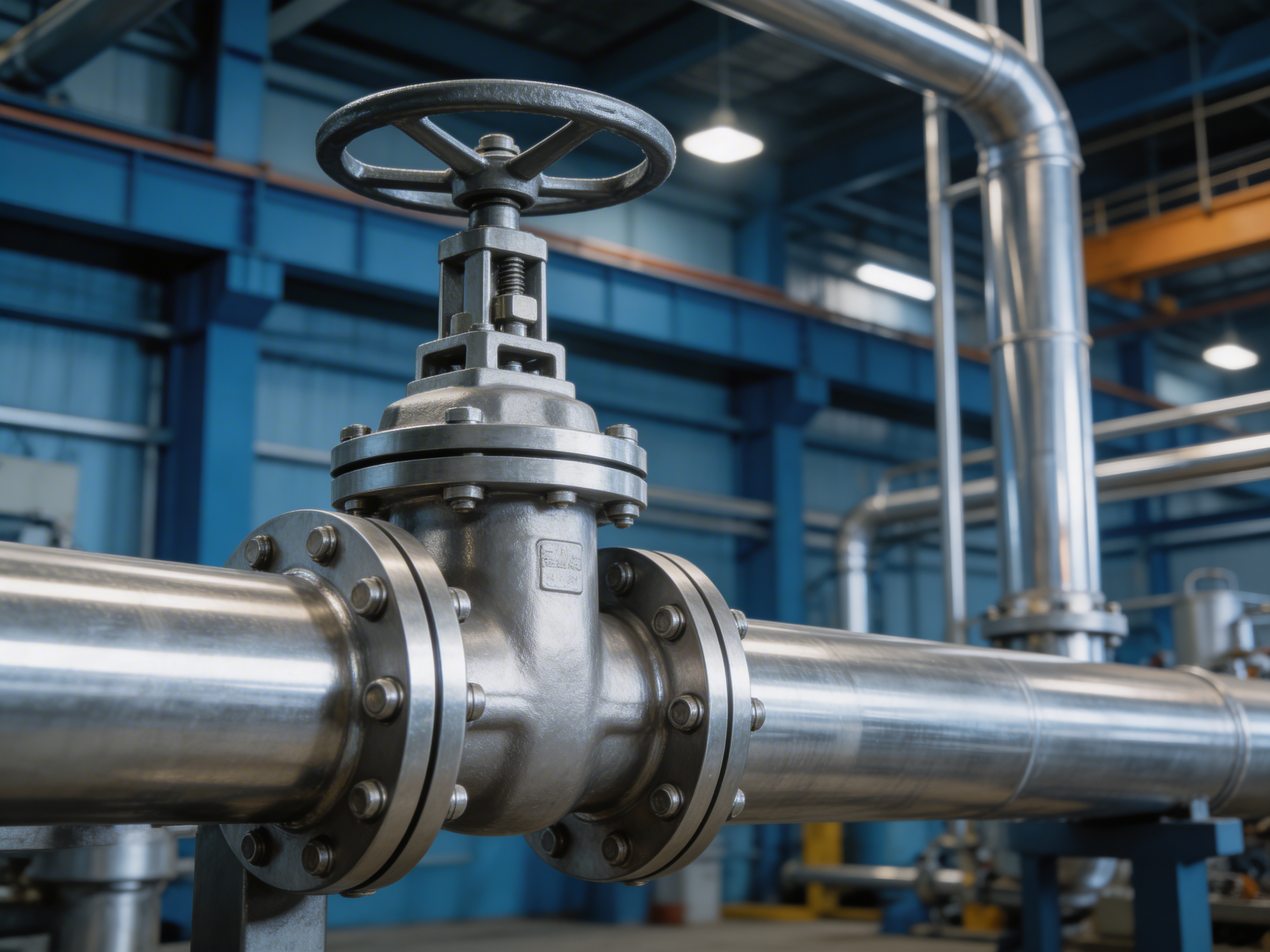 Industrial pipeline system with globe valves installed in oil gas and chemical plants