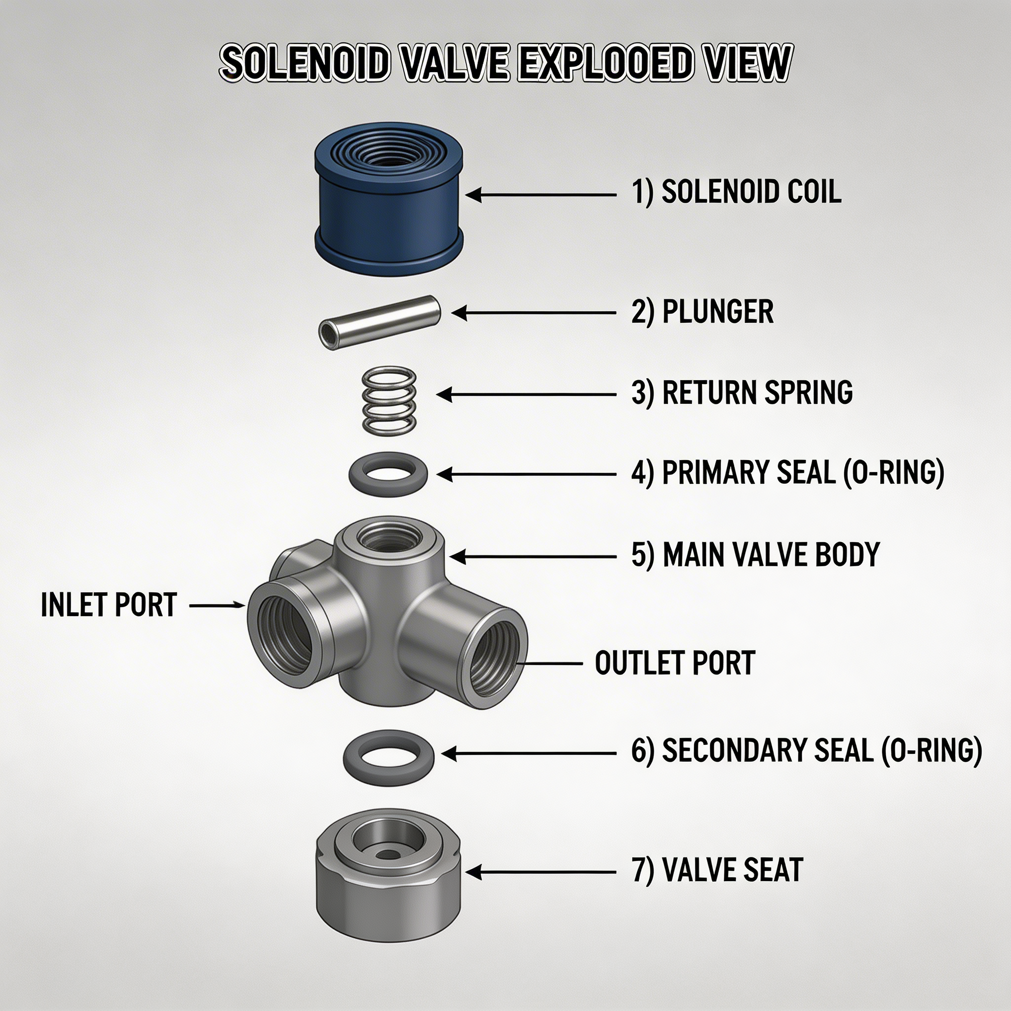 Solenoid Valve Components Exploded View